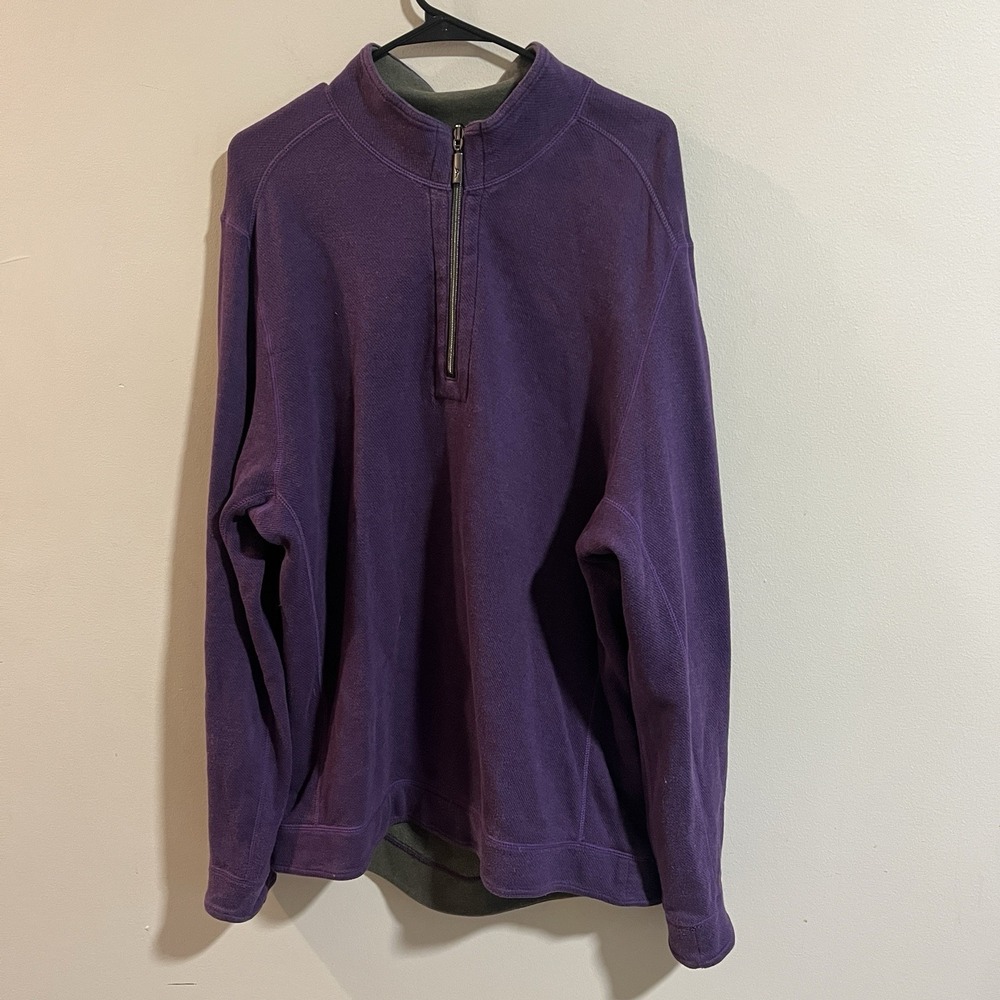 Tommy Bahama Men‎ Pullover L Reversible Purple Sweater 1/4 Zip